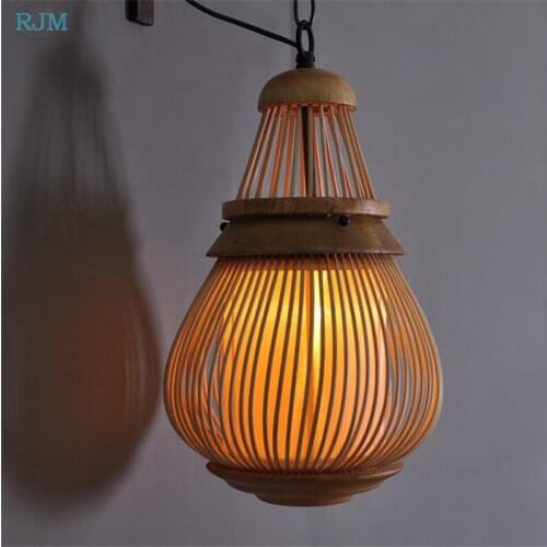 Southeast Asian Wooden Garden Pendant Lamp Creative Thai Style Restaurant Hang Light Hotel Living Room Corridor Lighting Decor