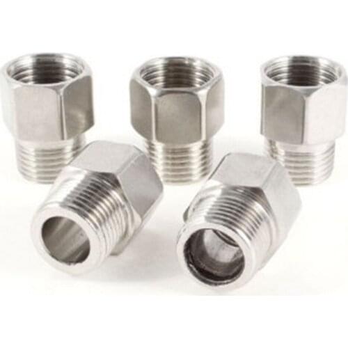 5 Pcs 1/2"PT Male to 1/2"PT Female Stainless Steel Straight Pipe Coupler Fitting
