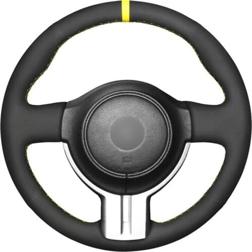 Hand-stitched Black Suede Yellow Marker No-slip Car Steering Wheel Cover for Toyota 86 2012-2015 Subaru BRZ 2012-2015 Scion FRS