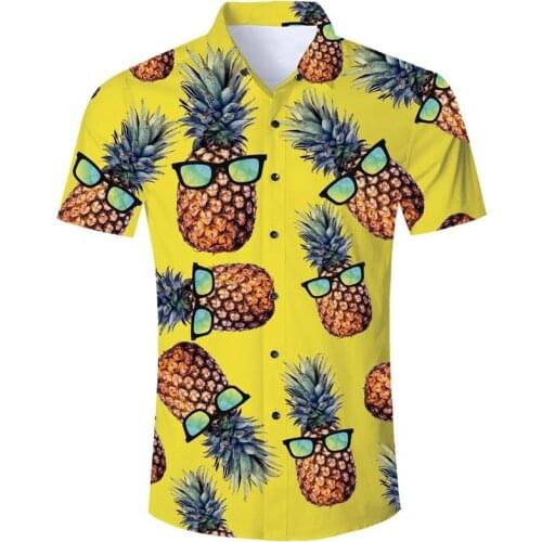 The most fashionable short sleeve shirt summer red / yellow glasses funny pineapple Hawaiian Shirt 3D shirt