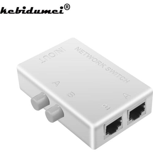 Kebidumei Mini 2 Port RJ45 Network Switch RJ-45 Ethernet Network Box Switcher Dual 2 Way Port Manual Sharing Switch Adapter HUB