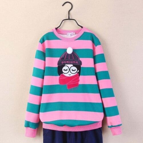 Sweatshirts for Girls Teen Childrens Clothing Spring Autumn Hoodie Stripe Kids Tops Fleece Sweatshirt Girls Clothes 12 13 Years