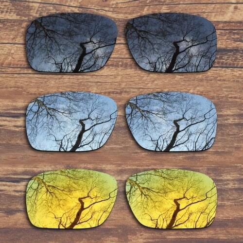 ToughAsNails 3 Pairs Black.Silver.Gold Polarized Replacement Lenses for Oakley Holbrook OO9102 Sunglasses