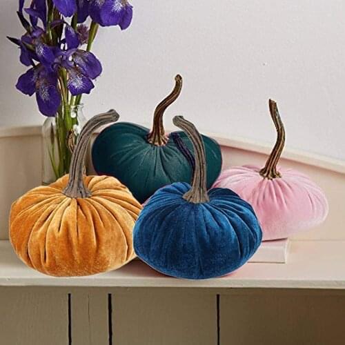 1 Pc Handmade Velvet Pumpkins Decor Super Soft Stuffed Pumpkin With Exquisite Artificial Pumpkin Foam Simulated Cute Pumpkins