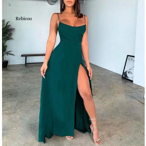 Evening Party Dress vestidos Women Backless One Shoulder Split Bodycon Strap Christmas Red Dresses New Arrivarls