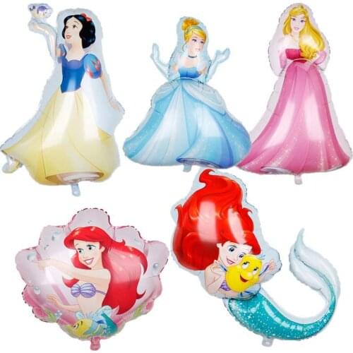 10pcs Disney Princess Ariel Aurora Cinderella Kids Cartoon Numbers Balloon Toys Foil Balloons Birthday Party Decoration Supplies