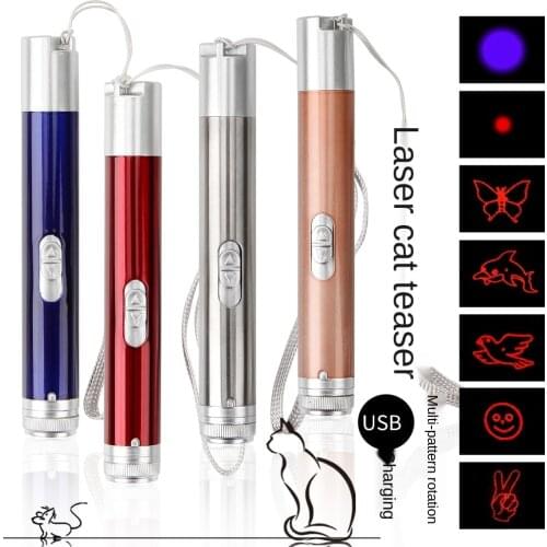 Teaser USB Charging Multi-Pattern Funny Cat Light Pet Interactive Supplies Kitten Toys Laser Pointer