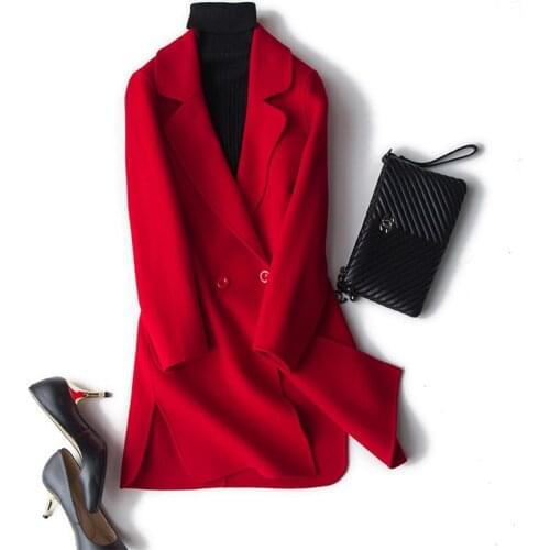 Casaco feminino inverno Autumn Elegant Wool Coat Women Fashion Double Breasted Trench Coat Outwear Hot Sale LX2065