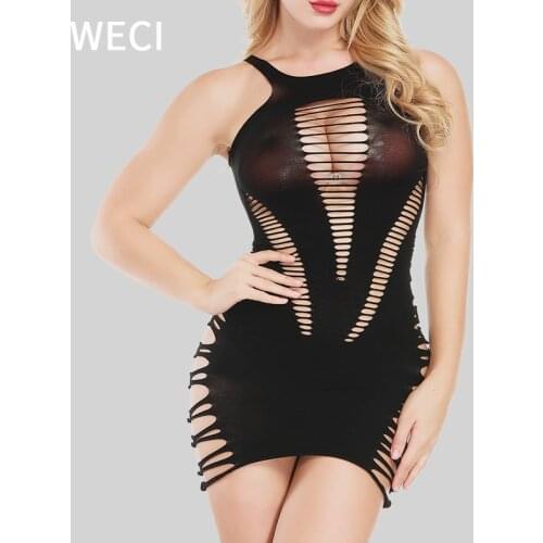 WECI Sexy Dress Porno Sex Lingerie See Through Erotic Corset Body Femme Plus Size Nighty Clothing For Women With Neckline Skirt