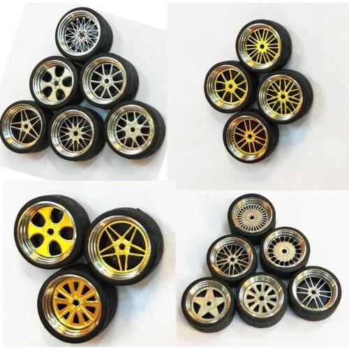 1:64 Scale On-Road Model Car Wheel & Tire Set Spare Parts for Hotwheels