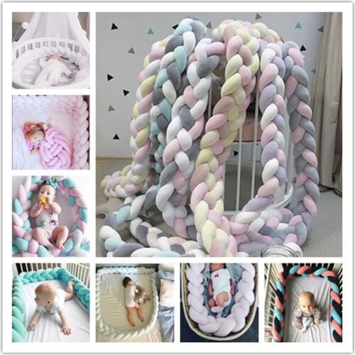 2M Baby Bed Bumper Bed Braid Knot Pillow Cushion Bumper for Infant Bebe Crib Protector Cot Bumper Room Decor