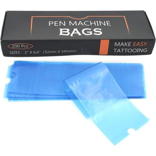 200Pcs/box Plastic Tattoo Gun Bag Cover Tattoo Pen Protective Machine Grip Tube Bag Tattoo Machine Parts Set Accessory