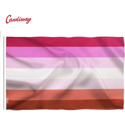 Candiway Lesbian Flag Pink purple Rainbow Flags Polyester with Brass Grommets 3 X 5 Ft Vivid Color UV Fade Resistan