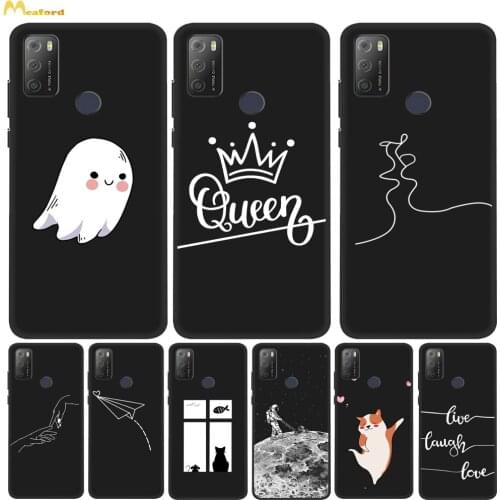 For Alcatel 1S 2021 Cases Soft Silicone Cover Alcatel1S 2020 Phone Case Fundas Alcatel 1 S 2019 Black TPU Paint Queen Deer Husky
