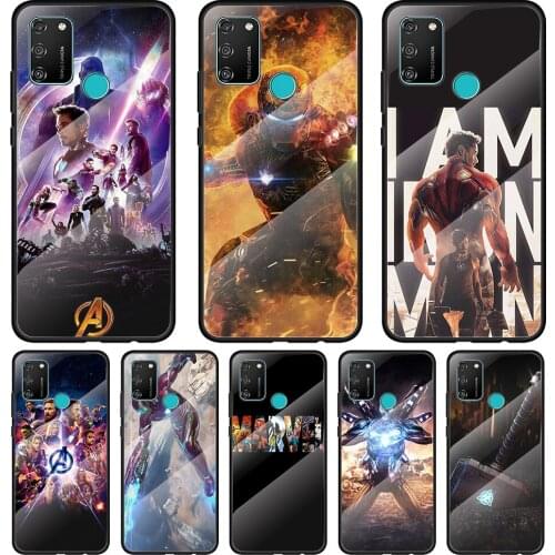 Iron Man Marvel Avengers Tempered Glass Cover For Honor 30 20 10 9X 8X Pro Plus Lite Silicone Phone Case Coque