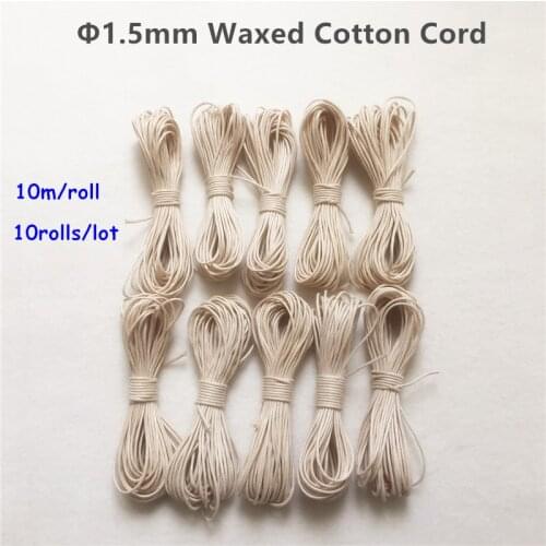Chenkai DIY Rope 100m 1.5mm Waxed Twisted Waxed Cotton String Line Thread Cord DIY Silicone Baby Teether Beads Toy Jewelry