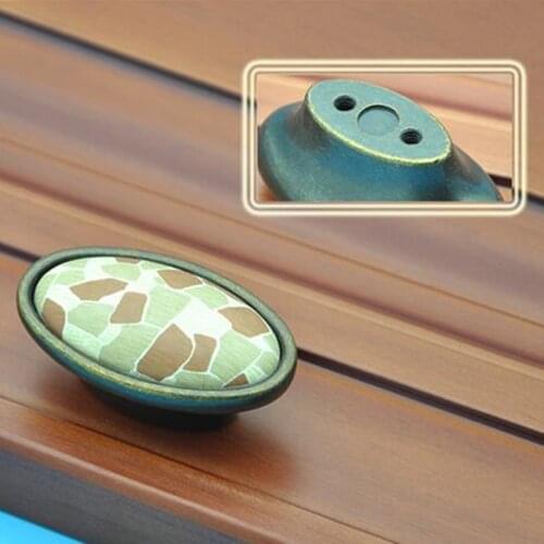 Europe rustic retro furniture knob creative mottling ceramic drawer cabinet knob antique brass dresser cupboard door pull handle