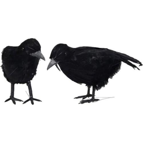 Artificial Crow Simulation Black Crow Animal Model Prop Ornament Halloween Decoration for Home Scary Party Haunted House Decor