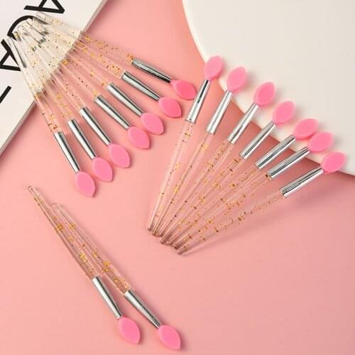 5/10/20Pcs Soft Silicone Head Eyeshadow Lip Applicator Brush Makeup Brushes with Crystal Handle Cosmetic Beauty Makeup Tools