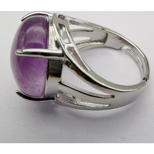 Natural Purple Crystal Stone Round Bead GEM Finger Ring Size 8-9 Jewelry For Gift X225