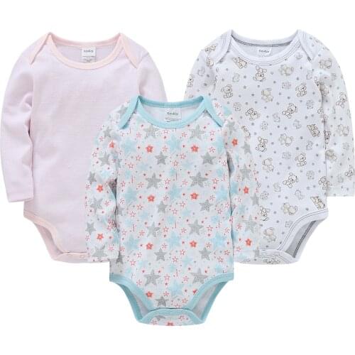 Toddler Baby Girls Bodysuit Unisex Onesies 3PCS Newborn Baby Boys Clothes Body Long Sleeve 100% Cotton Babys Underwear Pajamas