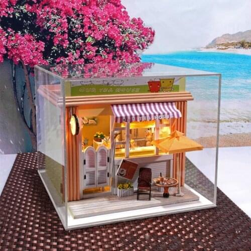 Creative DIY house milk tea shop with dustproof lover gift Valentines gift