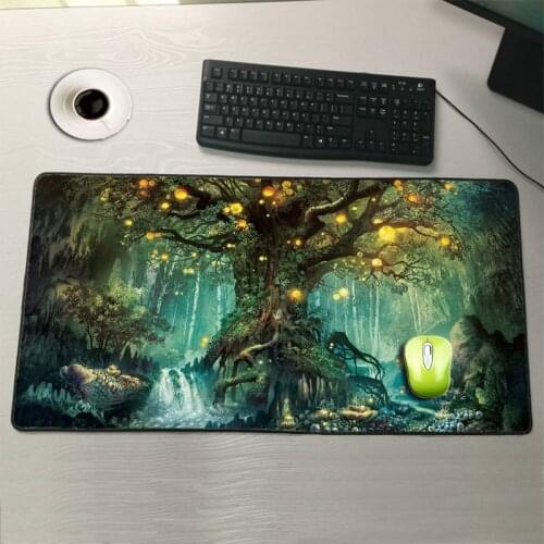 Mairuige DIY Custom Landscape Tree Large 900*400*3mm Gaming Mouse Pad Mat Locking Edge Thicker PC Anti-slip Mouse Mat for DOTA 2