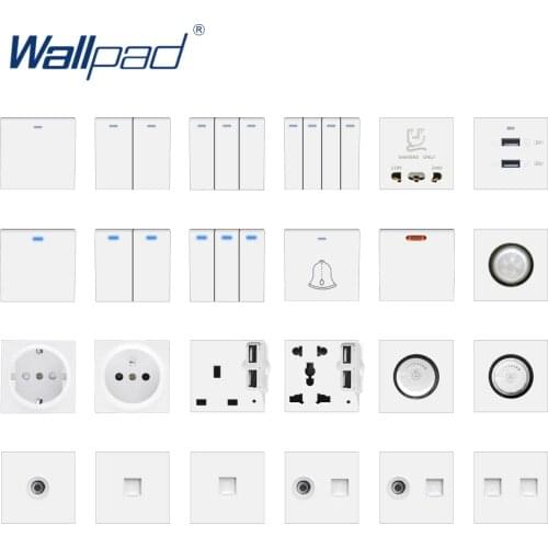 Wallpad White Wall Light Switch Wall Power Socket Plastic Electrical Outlet Function Key Only DIY Free Combination 52*52mm