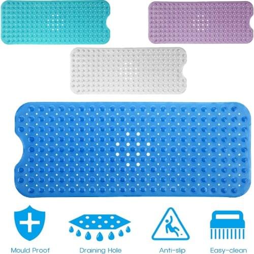 100x40cm Non-slip Bath Mat Bathtub Super Long With Suction Large Size Shower Massage Foot Mat PVC Plastic Seven Color Options