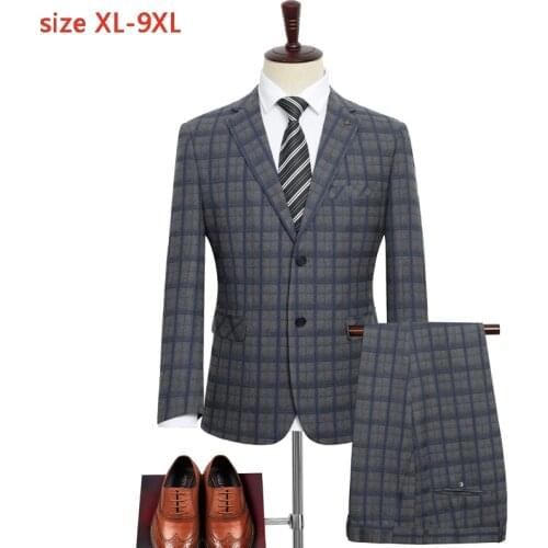 New plaid Men Suits Gowns Wedding Casual Dress Single Breasted Loose Formal super large 9XL high quality plus size XL-7XL8XL9XL