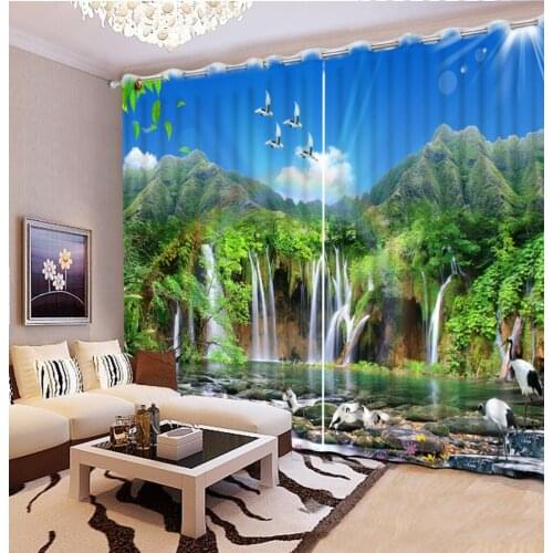 New photo 3d curtains Waterfall, sun, mountain Living room bedroom kitchen curtains fashion style