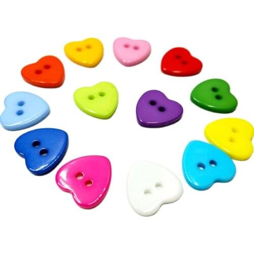 Limited Botones Hl15mm 50/100pcs 2 Holes Heart Resin Buttons Mixed Colors Apparel Sewing Accessories Diy Scrapbooking Crafts