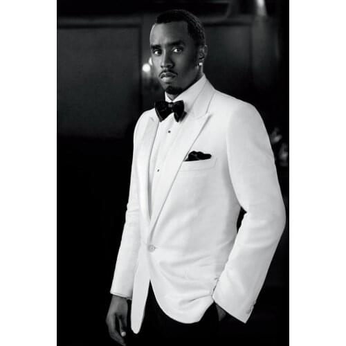 Custom Made Groom Ivory Tuxedo Jacket, Tailor Made Ivory Peak Lapel Ivory Jacket Black Pants,Bespoke Ivory Wedding Suits For Men