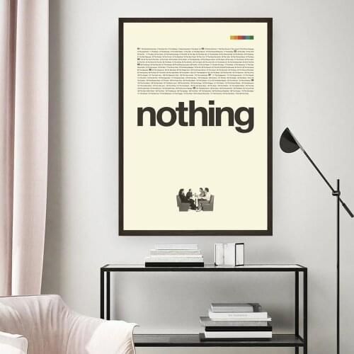 SEINFELD Inspired Poster, Nothing, Minimalist Wall Pictures, Modern, Black and White, Canvas Painting, Office Decor