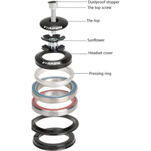 Portable Aluminum Alloy Bearing Headset High Strength Bicycle Headset Double Bearings Tapered Tube Bicycle Headset for Cycling