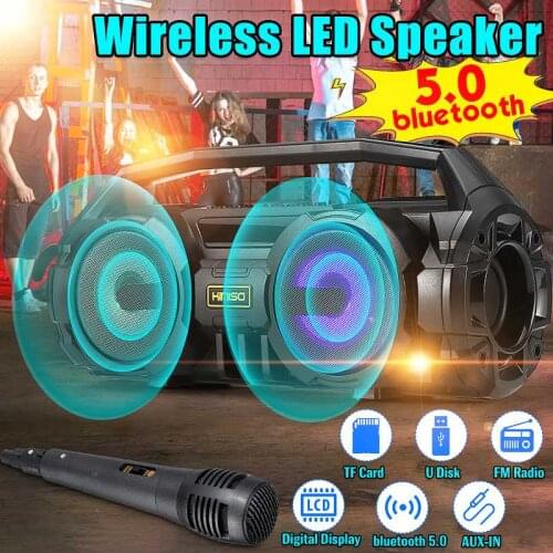 Portable bluetooth 5.0 Speaker 10W Stereo Bass Colorful LED Light Wireless Speakers Loudspeaker FM Radio Soundbar Subwoofer