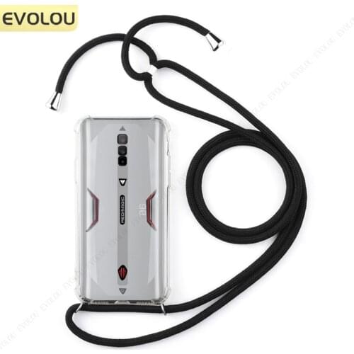 Transparent Shockproof Phone Case Nubia Red Magic 6 Pro Airbag Anti-fall Crossbody Lanyard Neck Strap Cover for Red Magic 5G 5S