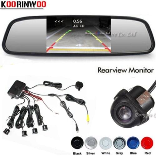 Koorinwoo CCD Car Parking Sensor Assistance 4.3 Mirror Monitor Rear View Camera Reversing Radar Sensor System Blind Parkmaster