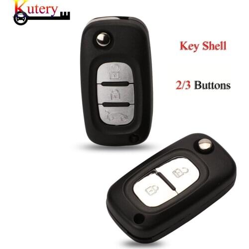 Kutery Folding Remote Car Key Shell For Renault Fluence Clio Megane 2/3 Buttons Key Shell Case Fob With NE72/VA2/HU83 Blade