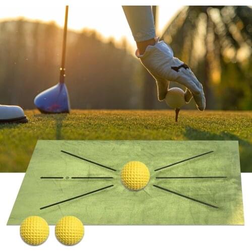 Golf Training Mat for Swing Detection Batting Golf Practice Training Aid Game and Gift for Home Office Outdoor Use with 3 Golfs