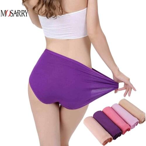 Bamboo Panties Women Daily Underwear Purple Thin Breathable Female Big Size Briefs Brand Design Ladies Panties Intimates Panty