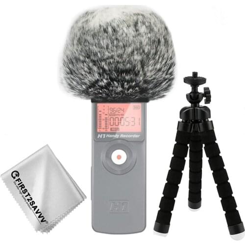 Outdoor Portable Digital Recorders Furry Microphone Mic Windscreen Wind Muff for ZOOM H1 + mini tripod