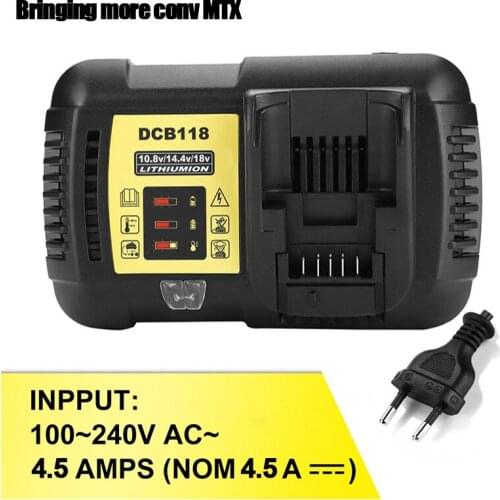 4.5A fast lithium battery Charger for Dewalt DCB118 12V/14.4V/20V/60V DCB200 DCB180 DCB181 DCB182 DCB120 litio Battery Charger