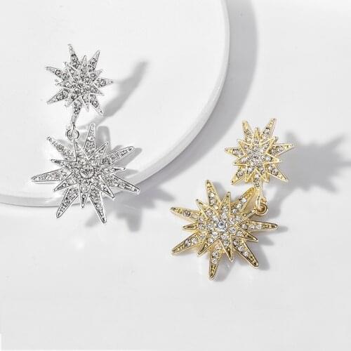 New Style Multi-Color Zircon Five-pointed Star Big Earrings for Women Fashion Jewelry 2020 Pendientes Vintage Womens Earring