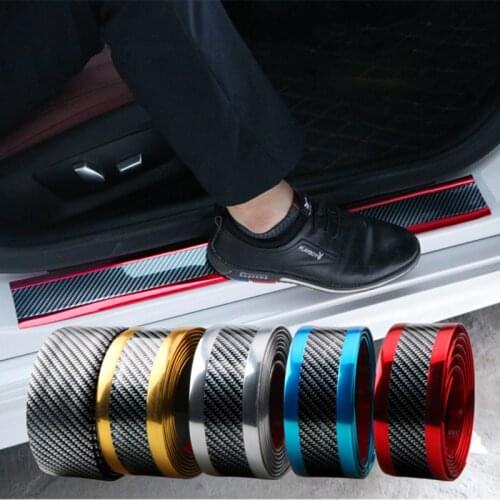 1Mx50MM Car Door Sill Protector Bumper Protector Carbon Fiber Car Wrap Film 5D Gloss Car sticker Door Sill Protector Strip Soft
