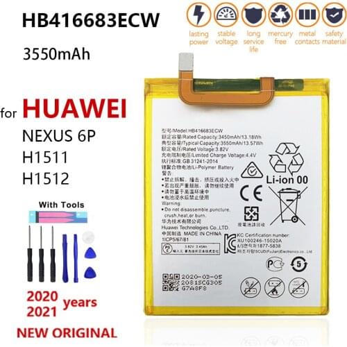 100% Original 3550mAh HB416683ECW Battery For Huawei Nexus 6P H1511 H1512 Smart Phone Batteries With Tools+Tracking number