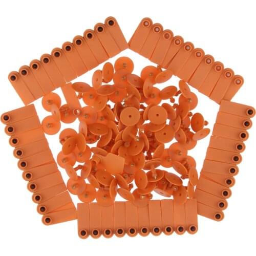 100Pcs Blank Goat Sheep Pig Livestock Ear Tags Marker, Anti-Corrosion Orange