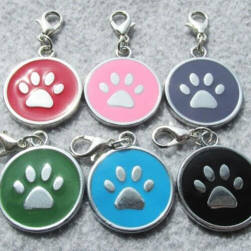 100pcs/lot Zinc Alloy Circle Shaped Pet Dog ID Tags Paw Pet Tags Suitable for Laser/Diamond Engraving