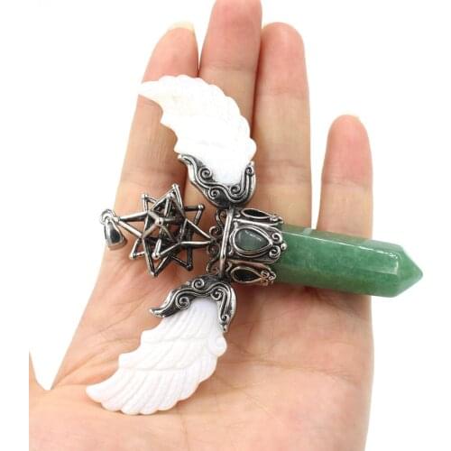 3pcs/lot 25x82x85mm Hexagonal colum Scepter Energy Natural Stone Pendants Lapis Lazuli Reiki Pendulum Chakra Jewelry