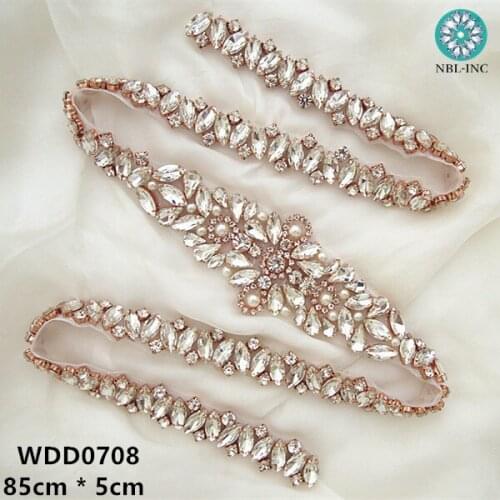30PCS) Wholesale handmade beaded bridal silver clear crystal rhinestone appliques for wedding dresses sash DIY iron on WDD0708